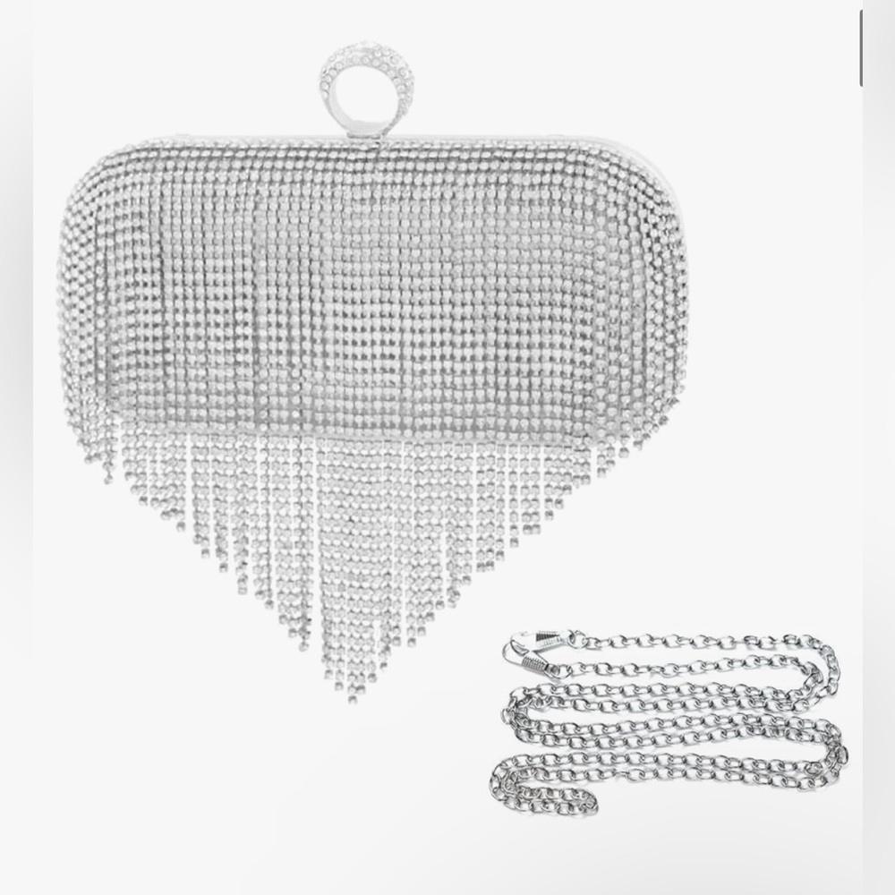Silver Evening Clutch • 2 chain options • Dusty Bag included
